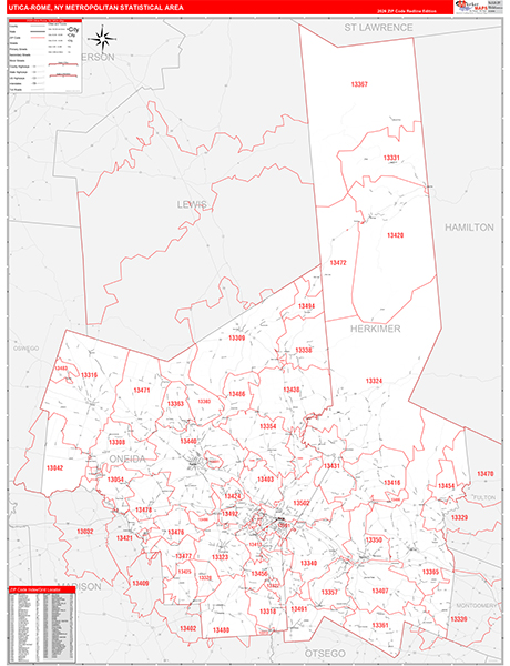 Utica-Rome Metro Area Wall Map